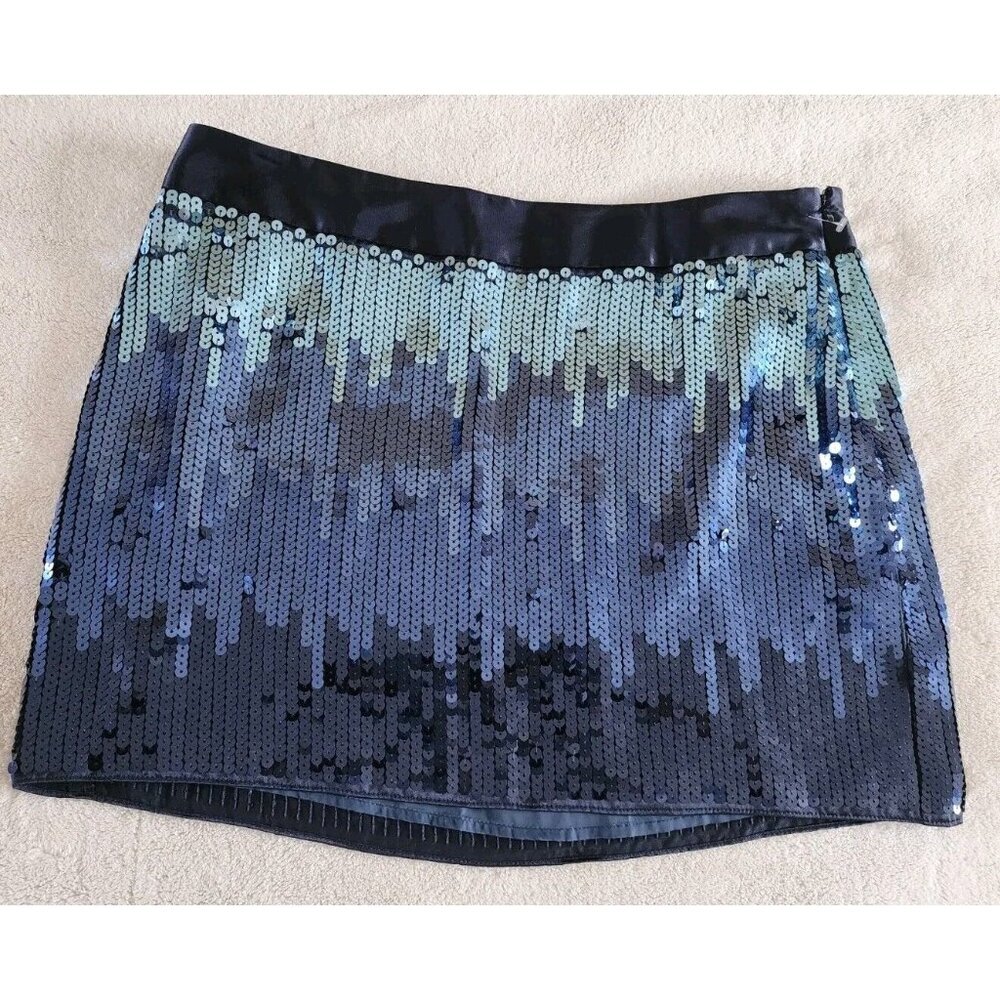 Express Womens‎ Mini Skirt Blue Ombre Sequins All Over Size 10